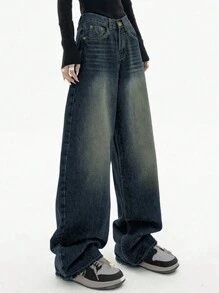 Women's Dark Color Pocket Design Jeans - Women's Spring Clothing - Dark Wash - View 4