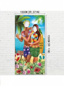 1Pc Biểu ngữ cửa chụp ảnh cặp đôi trang trí tiệc theo phong cách Hawaii, 180*90Cm/150*100Cm Đạo cụ chụp ảnh Biểu ngữ tiệc, Biểu ngữ cửa Hawaii Vật dụng tiệc tiệc bãi biển nhiệt đới - Nhiều màu - Xem 5