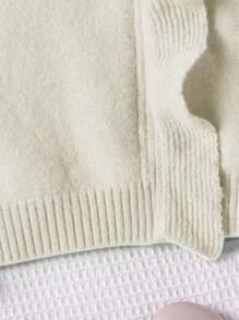 Tween Girl Oversized Crew Neck Sweater, Rose Red, Asymmetrical Ruffle Hem Design, Suitable For Christmas, New Year, Casual, Travel, School, Party