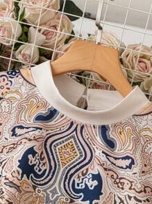 SHEIN LUNE Plus Size Women Vintage Style Printed Crew Neck Long Sleeve Dress Fall Cloth For Women