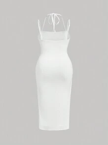 SHEIN MOD 大码露腰浪漫优雅白色连衣裙