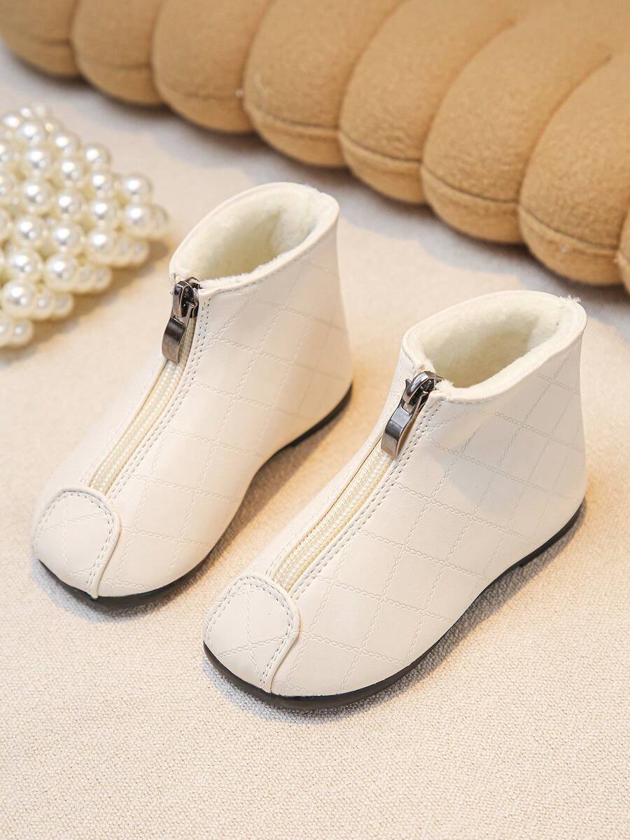 1 件婴儿时尚百搭保暖内衬靴子，冬季 - 米色 - 查看 1