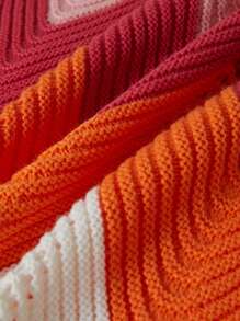 Maweii Plus Size Stylish Color Block Slim Fit Sweater Dress, Autumn/Winter - Multicolor - View 8