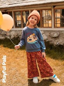SHEIN 2pcs Set Young Girl Cute/Vintage/Casual Dog All Over Print Long Sleeve Sweatshirt & Mini Skirt Suitable For Home And Outdoor, Spring/Autumn/Winter - Multicolor - View 7