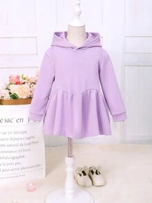 女童休闲卫衣，紫色，花卉下摆设计，秋冬款 - 淡紫色 - 查看 2