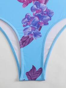 SHEIN Swim 3 pièces Ensemble de maillot de bain avec garniture plissée, sans doublure requise - Bleu azur - Voir 5