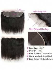 Transparent 13*4 Ear To Ear Lace Frontal closure long straight remy Unprocessed frontal human hair
