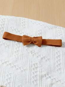 SHEIN Playful Pals 女婴可爱休闲荷叶边提花针织连体衣，卡其色和焦糖色，带心形图案，秋冬新品 - 棕色 - 查看 6