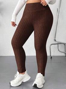 SHEIN EZwear Mallas minimalistas de uso diario para mujeres de talla grande