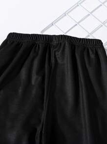SHEIN 1 pieza Pantalón deportivo con estampado de graffiti para niñas preadolescentes - Blanco y Negro - Ver 6