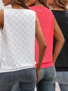 INAWLY Women Hollow Out Embroidery Tank Top For Summer