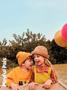 SHEIN 2 件年轻女孩可爱/复古/休闲小狗全身印花长袖衬衫和吊带裙 2 件套，适合室内和室外，春/秋/冬