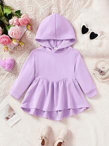 女童休闲卫衣，紫色，花卉下摆设计，秋冬款 - 淡紫色 - 查看 3