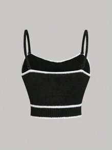 SHEIN MOD Plus Size Sweet Vintage Bowknot 3D Flower Knit Top - Black and White - View 2