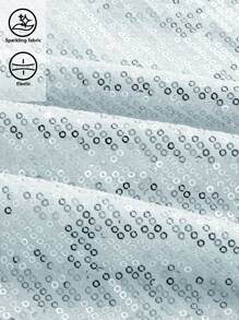 Maija 女式白色优雅长款亮片吊带裙，适合秋冬季