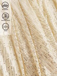 Maija Women's Khaki Sequin Solid Color Pleated Skirt For Party - Gold - View 7