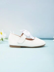 Toddler Kids Cute Simple Flat Shoes With Gold Butterfly Decor - White - View 4