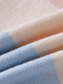 SHEIN Conjunto 2 peças Suéter de Tricô Casual de Listras e Calça para Bebê Menina, Outono/Inverno - Laranja - Visão 8