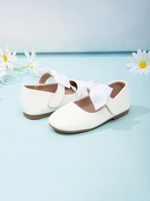 Toddler Kids Cute Simple Flat Shoes With Gold Butterfly Decor - White - View 3