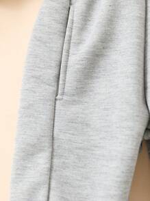 2pcs/Pack Baby Boy Thickened Thermal Lined Casual Pants With Cute Bear Animal Embroidery, Winter - Multicolor - View 4