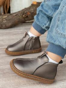 1 双儿童/幼儿舒适简约平底防滑踝靴，适合秋冬季户外活动