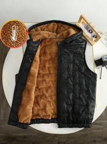 Teenage Boys' Thickened Warm Ultrasonic Print Sleeveless Padded  Vest, Winter