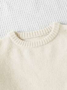 Tween Girl Oversized Crew Neck Sweater, Rose Red, Asymmetrical Ruffle Hem Design, Suitable For Christmas, New Year, Casual, Travel, School, Party