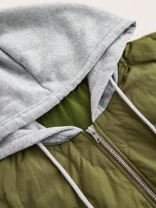 SHEIN LUNE Damen Ärmellose Daunenjacke mit Kapuze für Herbst und Winter, warm