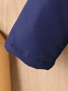 Chaqueta gruesa con capucha y cuello mullido para bebé niño, otoño invierno - Azul Marino - Ver 4