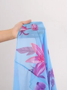 SHEIN Swim 3 pièces Ensemble de maillot de bain avec garniture plissée, sans doublure requise - Bleu azur - Voir 7