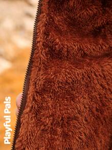 SHEIN 1pc Young Boy Cute Retro Casual Bear Print Long Sleeve Straight Cut Mid-Length Thermal Lined Hooded Padded Coat,Home & Outdoor,Spring/Autumn/Winter - Apricot - View 12