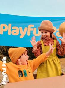 SHEIN 2 件年轻女孩可爱/复古/休闲小狗全身印花长袖衬衫和吊带裙 2 件套，适合室内和室外，春/秋/冬