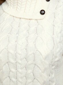 大码纯色休闲高领长袖针织套头衫，秋冬季款 - 白色 - 查看 7