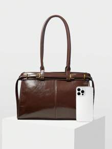 MOTF PREMIUM WOMEN'S SIMPLE & FASHIONABLE BUCKLE DETAIL ELEGANT COMMUTER SHOULDER BAG, EYE-CATCHING WORK BAGS FOR WOMEN, BAG FOR WOMEN ELEGANT, LUXURY - Coffee Brown - View 3