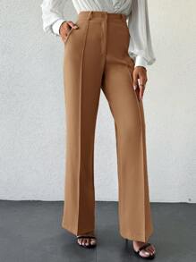 EURMUSE Pantalones De Color Liso Para Mujer - Albaricoque - Ver 5