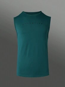 Manfinity Sport Polished Boyfriend Style Men's Casual Breathable Letter Print Sports Tank Top, Summer