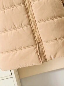 Áo khoác parka dày dặn rộng rãi có đệm đôi cho bé gái, dài đến đầu gối, thích hợp cho mùa đông và giữ ấm - Màu Khaki - Xem 3