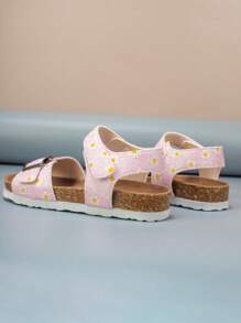 1 双舒适时尚百搭耐磨女童沙滩儿童平底凉鞋 - 粉色 - 查看 3