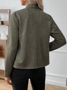 SHEIN Chaqueta casual con cuello vuelto, manga larga, bolsillo con cremallera, para mujeres embarazadas