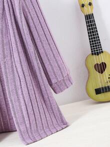 Áo khoác trơn màu thường ngày cho bé gái mới biết đi, mùa thu/đông - Màu tím - Xem 3