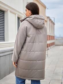 Astrid 时尚绗缝连帽针织袖保暖大码长款女士冬季外套