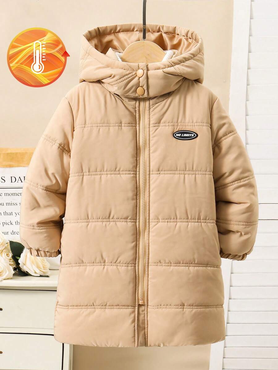 Áo khoác parka dày dặn rộng rãi có đệm đôi cho bé gái, dài đến đầu gối, thích hợp cho mùa đông và giữ ấm - Màu Khaki - Xem 1