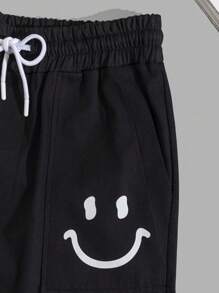 RueChic Men Cargo Pocket Smile Printed Regular Pants - Black - View 4