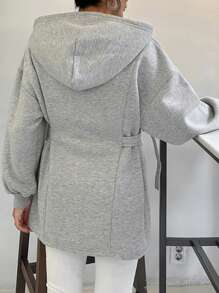 EURMUSE 100% COTTON WOMAN GREY SWEATSHIRT WITH METAL BUCKLE - Grey - View 2