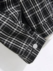Manfinity Homme Jachetă de blugi casual în carouri, cu mânecă lungă, cu nasturi în față, pentru bărbați - Multicolor - Vizualizare 6