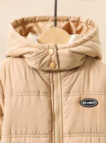 Áo khoác parka dày dặn rộng rãi có đệm đôi cho bé gái, dài đến đầu gối, thích hợp cho mùa đông và giữ ấm - Màu Khaki - Xem 6