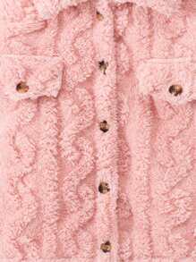 SHEIN Kleine Mädchen Jacquard Fleece Kapuzenjacke für Herbst und Winter, lässiger Stil