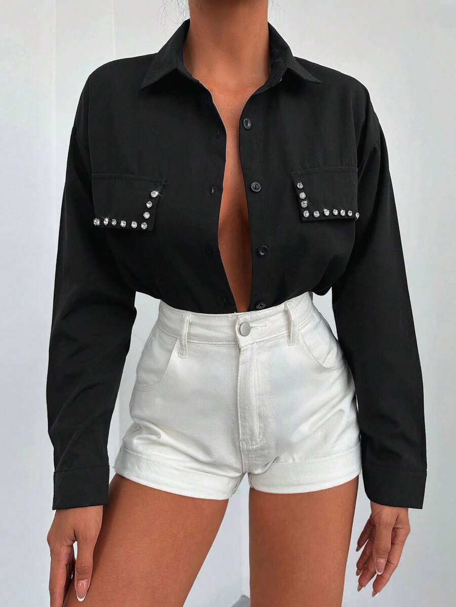 Studded Detail Drop Shoulder Shirt