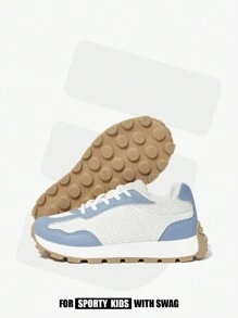 SHEIN 4 Seasons Simple Stylish Breathable Mesh Casual Unisex Kids Sneakers, Back To School Sports Shoes - Baby Blue - View 1