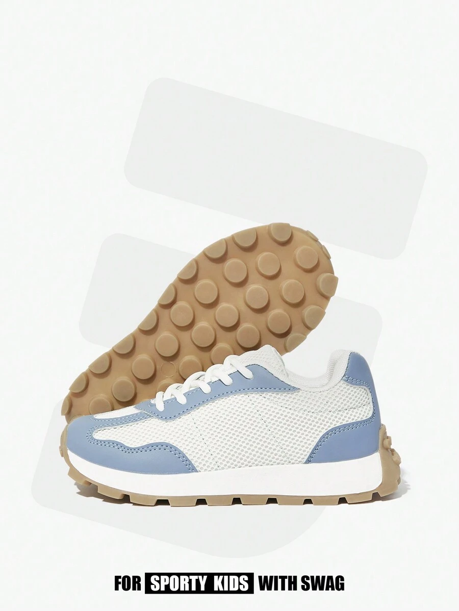 SHEIN 4 Seasons Simple Stylish Breathable Mesh Casual Unisex Kids Sneakers, Back To School Sports Shoes - Baby Blue - View 1